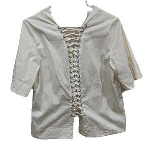 A.L.C. Alber Laced Back Top White‎ Ivory Size 4 Short Sleeve Formal Casual